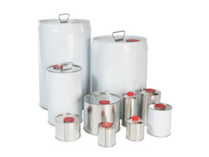 Boîtes cylindriques en fer-blanc avec bouchon rouge