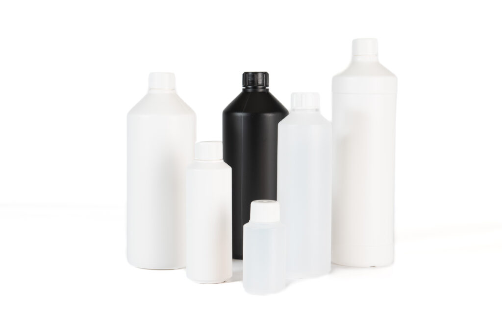 Round plastic bottles