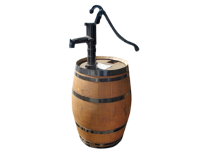Wooden barrel with pump