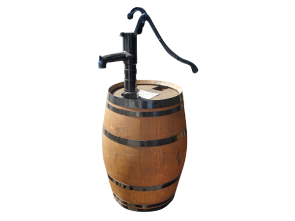 Wooden barrel with pump