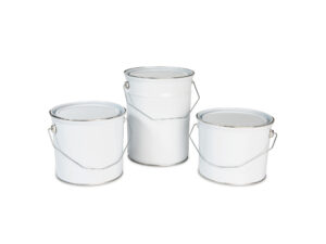 White pails with tulip lid and handle